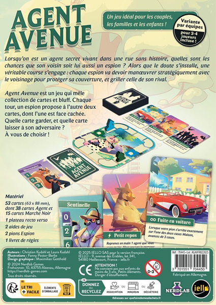 Dos de la boîte du jeu Agent avenue