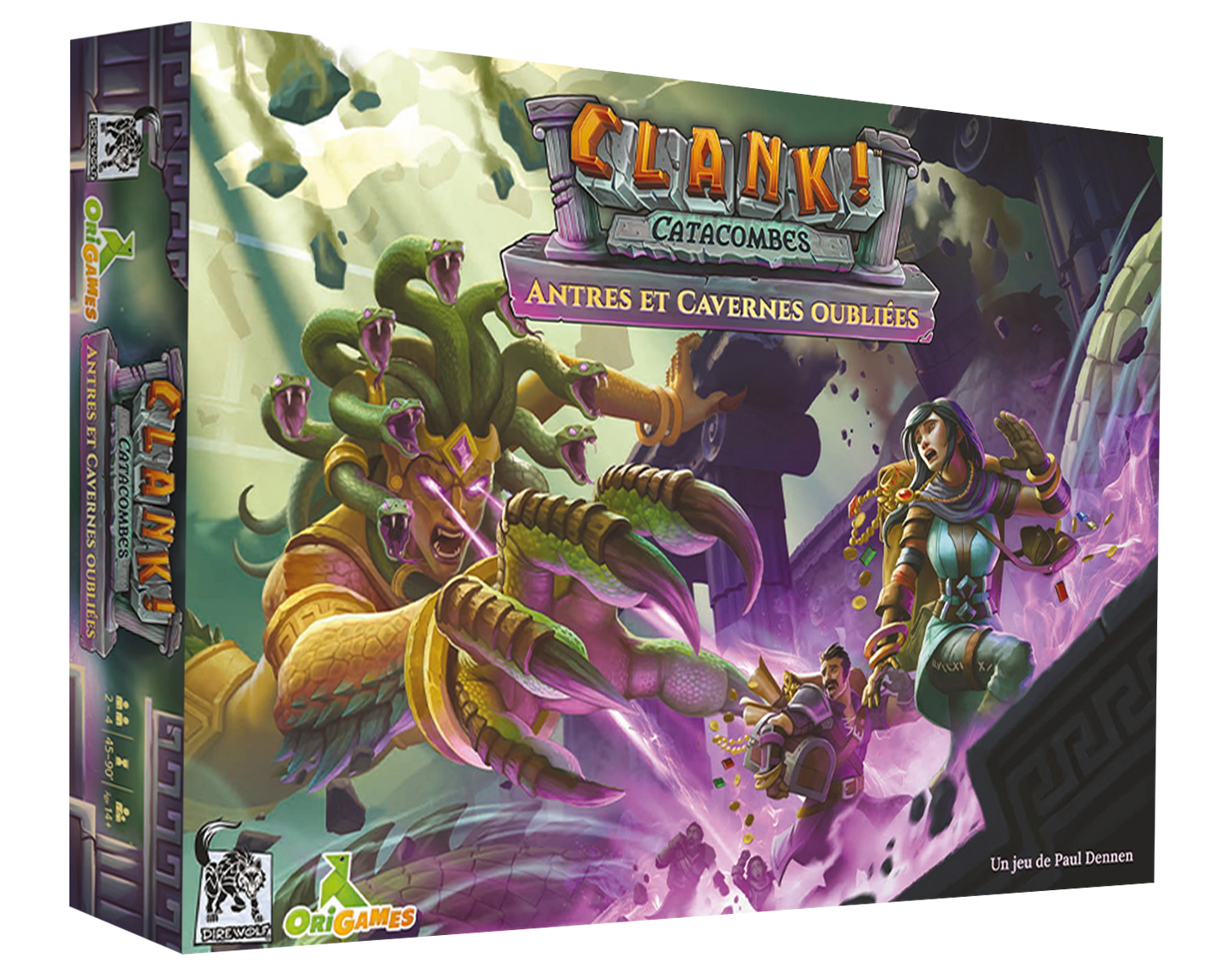 Boîte de l'extension antres et cavernes oubliées pour le jeu clank! catacombes en français