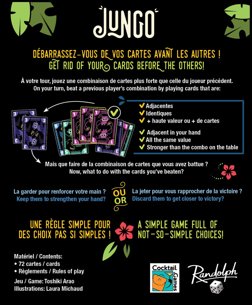 Dos de la boîte du jeu jungo