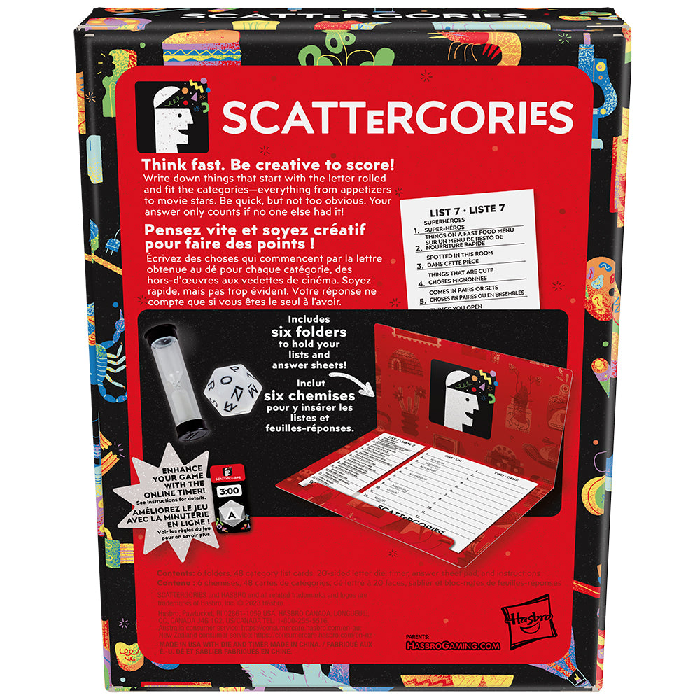 dos de la boîte du jeu scattergories