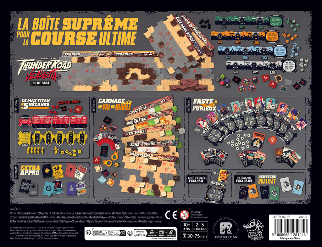 Dos de la boîte du jeu thunder road vendetta maximum chrome edition en français