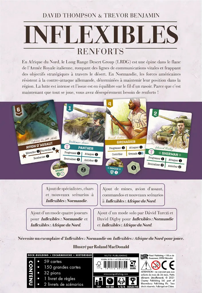Dos de la boîte du jeu inflexible renforts en français
