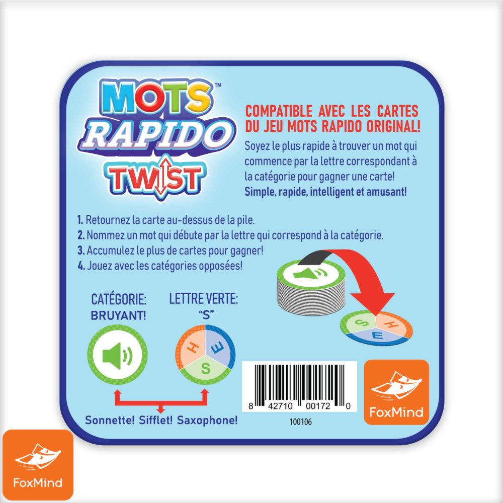 Dos de la boîte du jeu mots rapido twist
