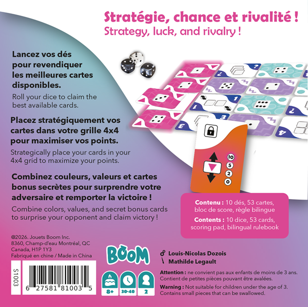 dos de la boîte du jeu roll'n bump duel