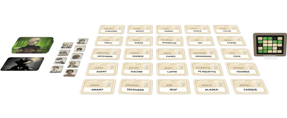 Matériel du jeu codenames Duo en Français