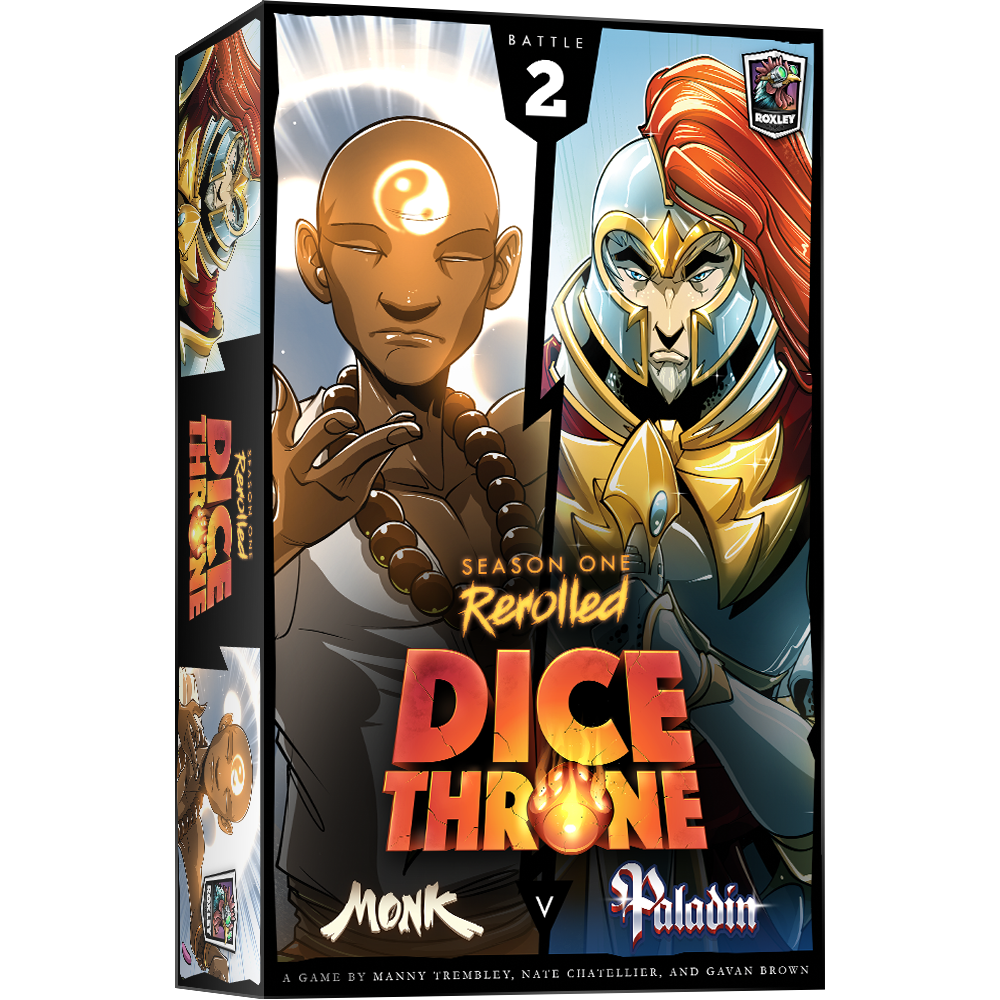 Boite du jeu Dice Throne. Saison 1 combat 2 moine contre paladin