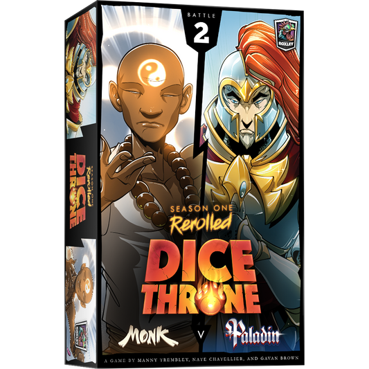 Boite du jeu Dice Throne. Saison 1 combat 2 moine contre paladin