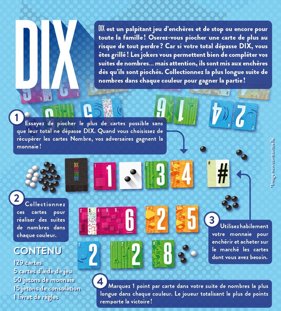 Dos de la boite du jeu Dix en Français