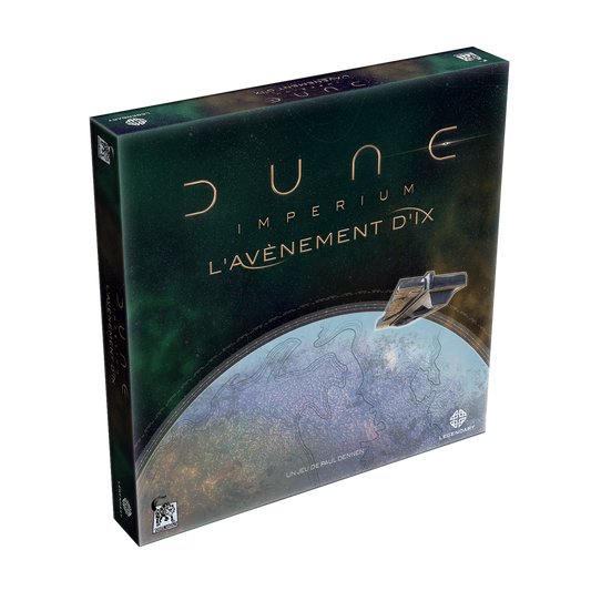 Boite de l'extension pour le jeu Dune Imperium, l'avènement d'IX en Français