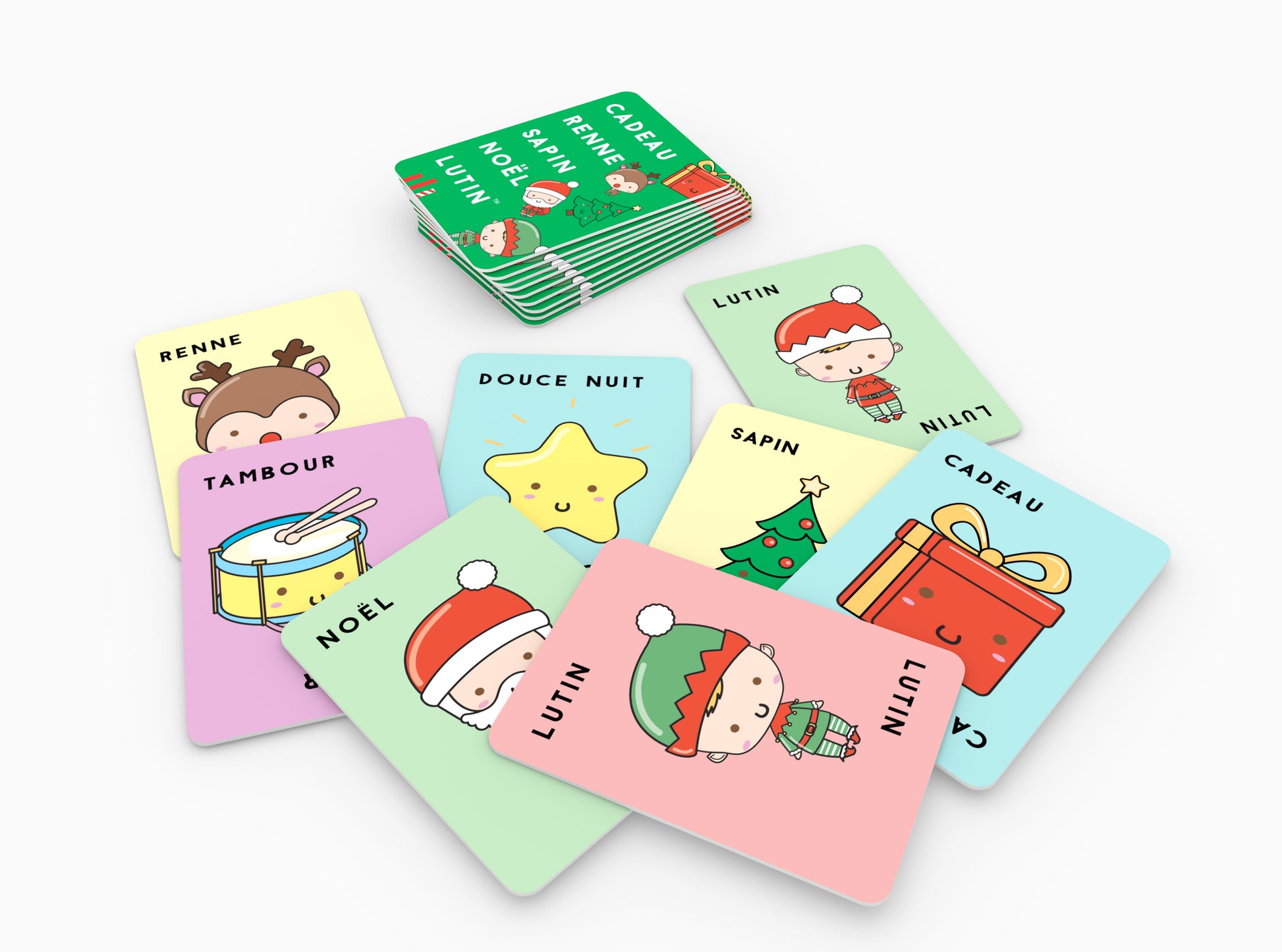Cartes du jeu Cadeau Renne Sapin Noël Lutin