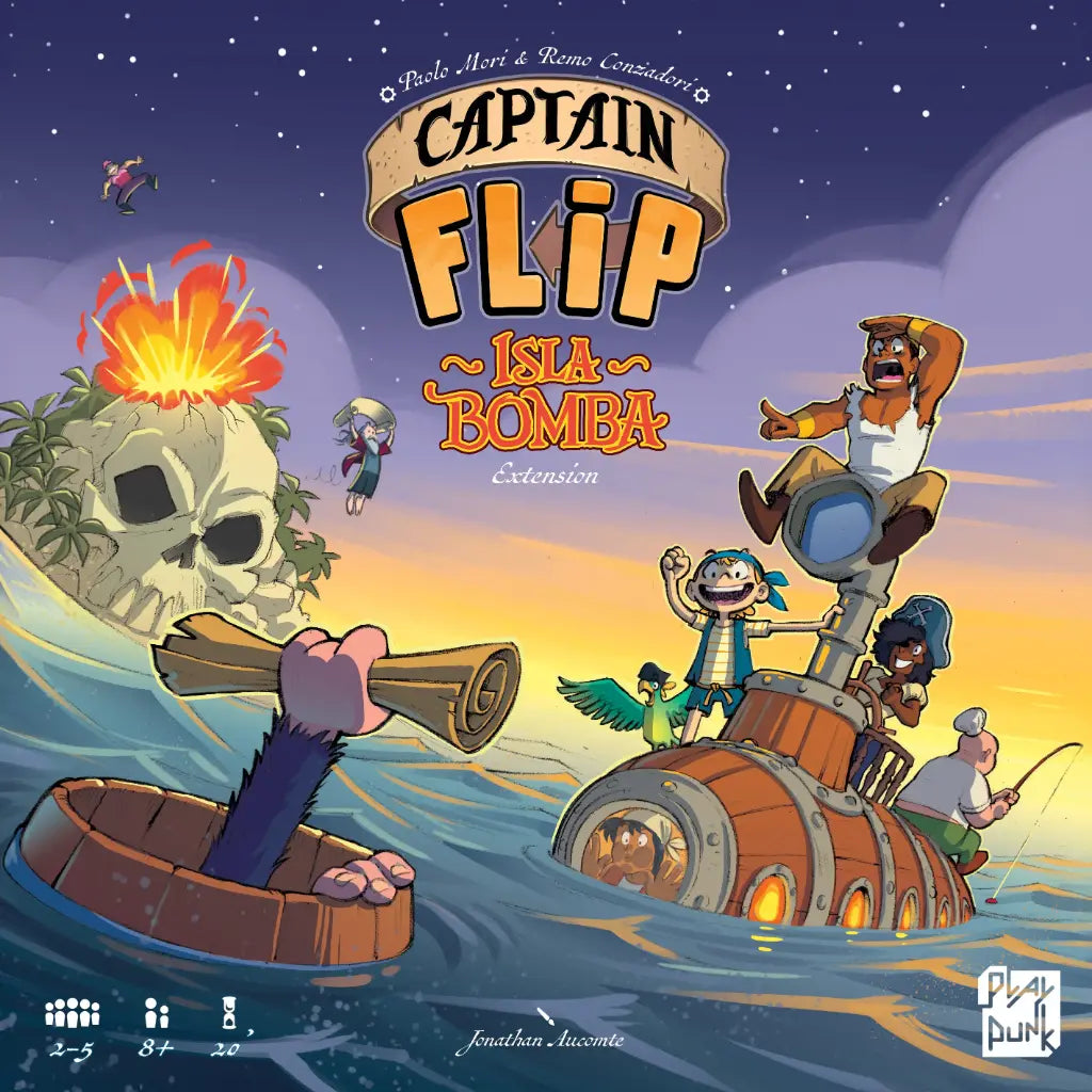 Boite de l'extension Isla Bomba pour le jeu Captain Flip en français