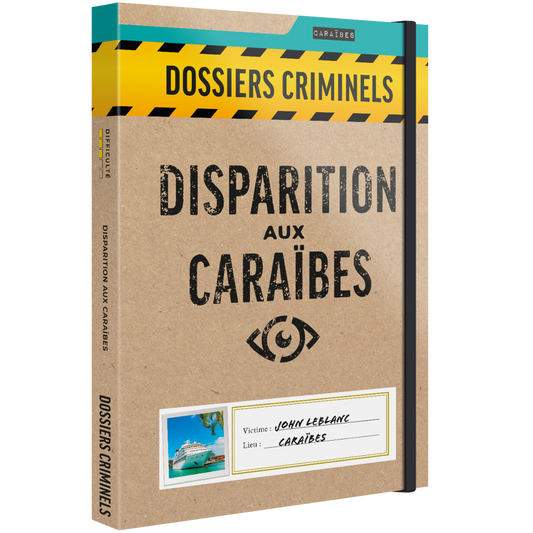 Boite du jeu dossier criminel - Disparition aux caraibes