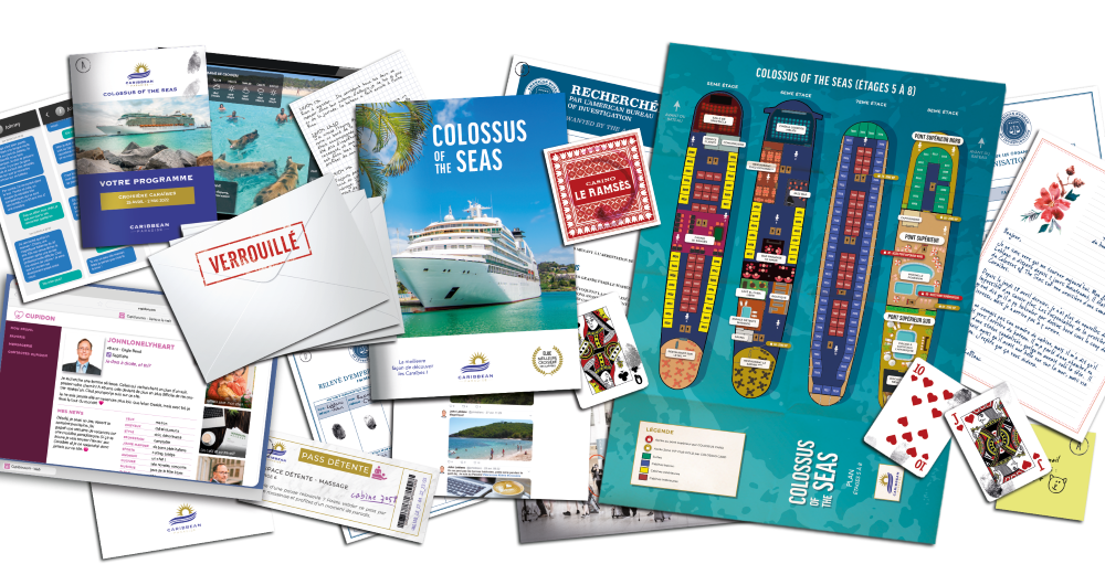 Matériel du jeu dossier criminel disparition aux caraibes