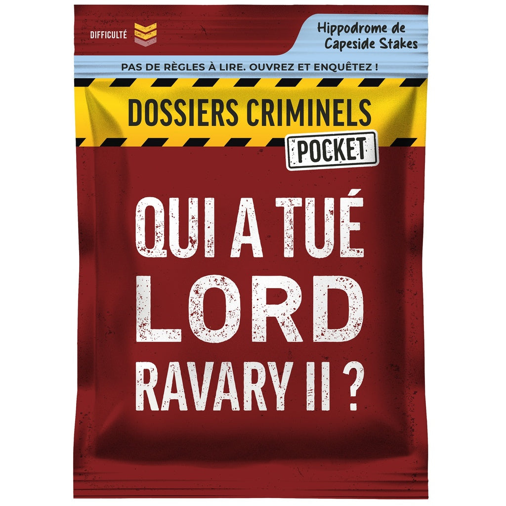 Emballage du jeu Dossier criminel, Qui a tué Lord ravary II en français