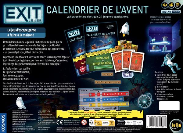 dos de la Boite du calendrier de l'avant Exit la course intergalactique