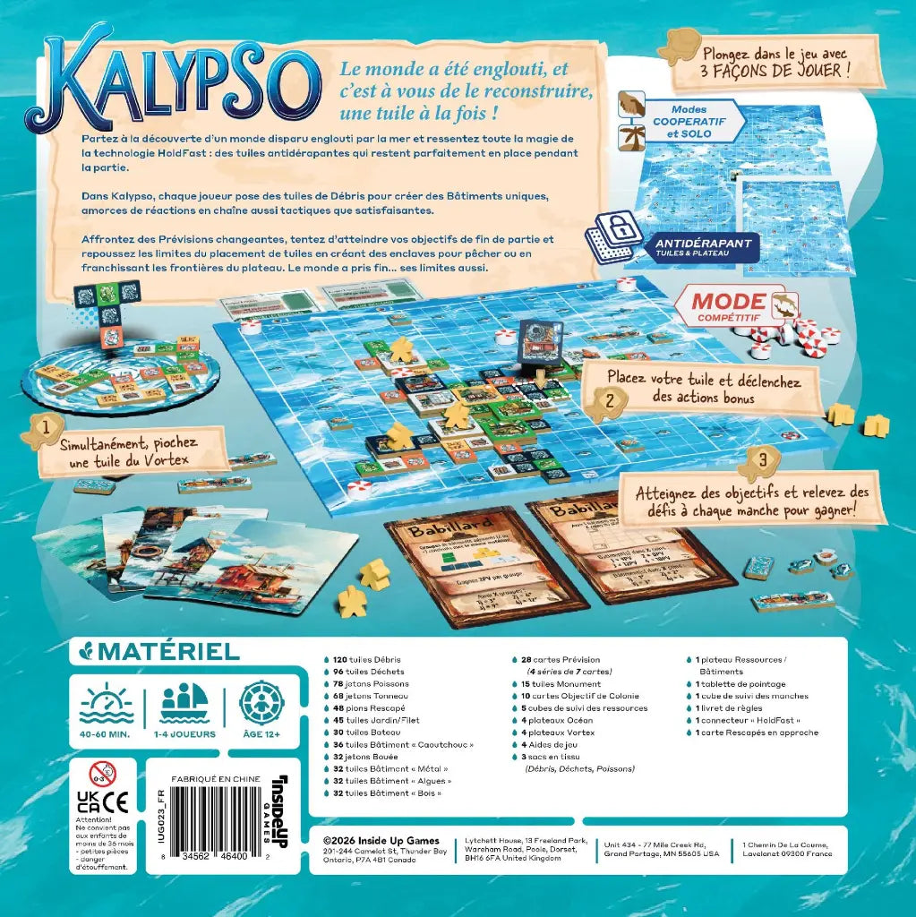 Dos de la boîte du jeu Kalypso
