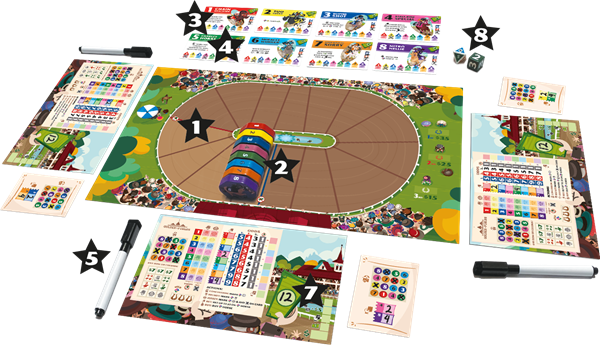 Matériel du jeu long shot the dice game en français