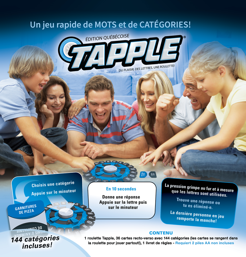 dos de la boîte du jeu tapple édition québécoise