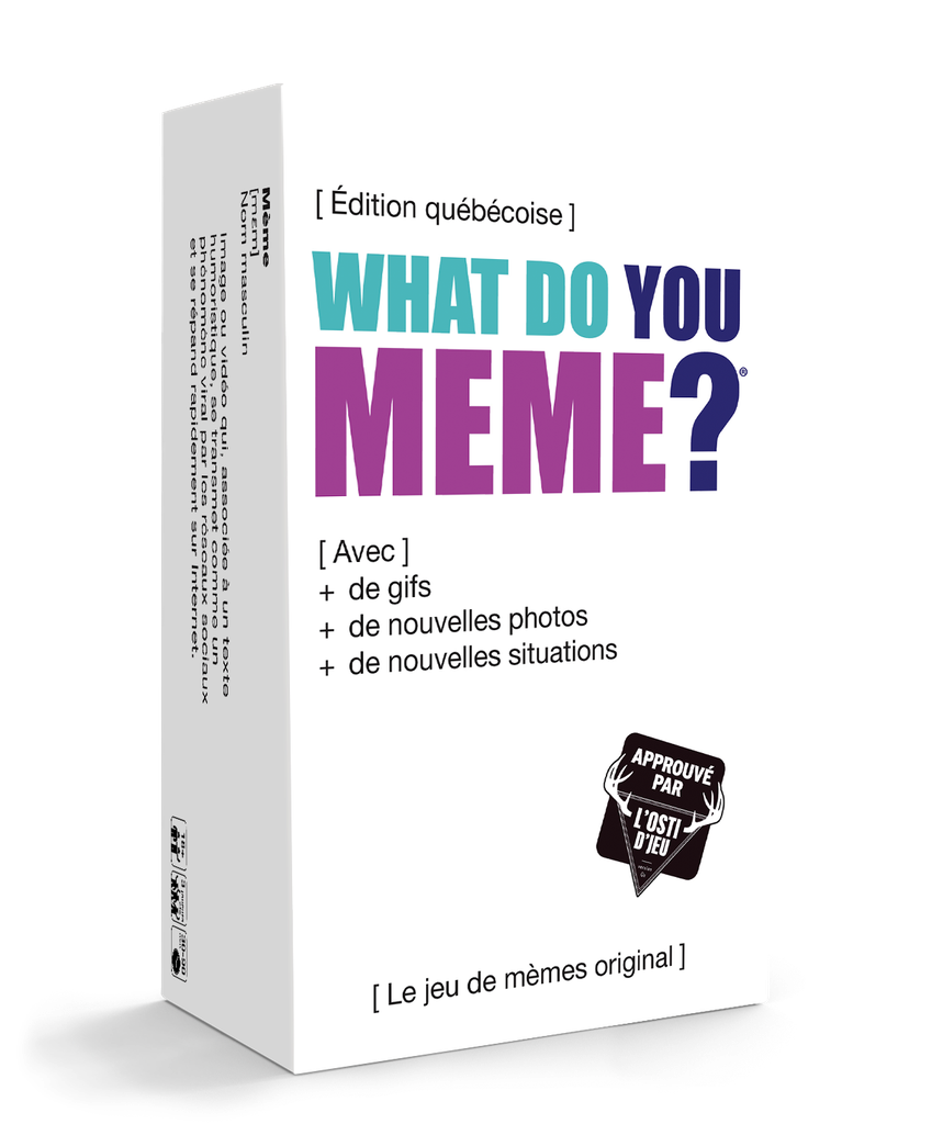 Boîte du jeu what do you meme? édition québécoise avec Gif.