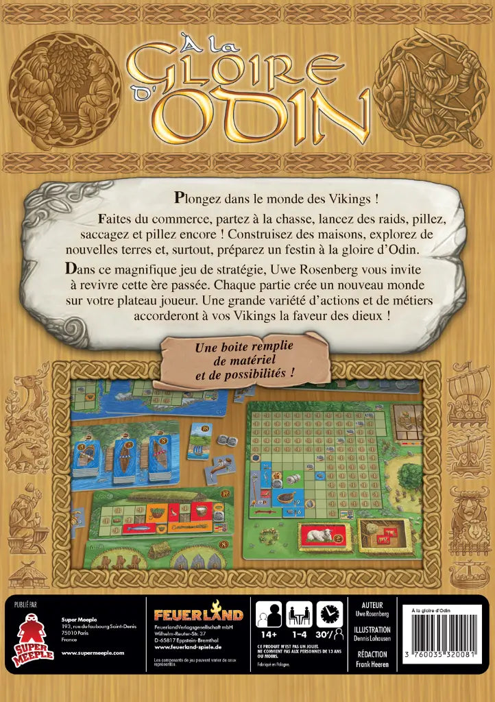 Dos de la boîte du jeu à la gloire d'odin