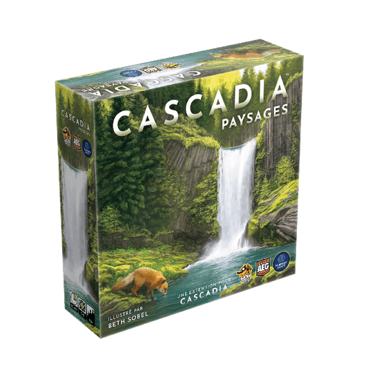 Boîte du l'extension paysages pour le jeu de société Cascadia