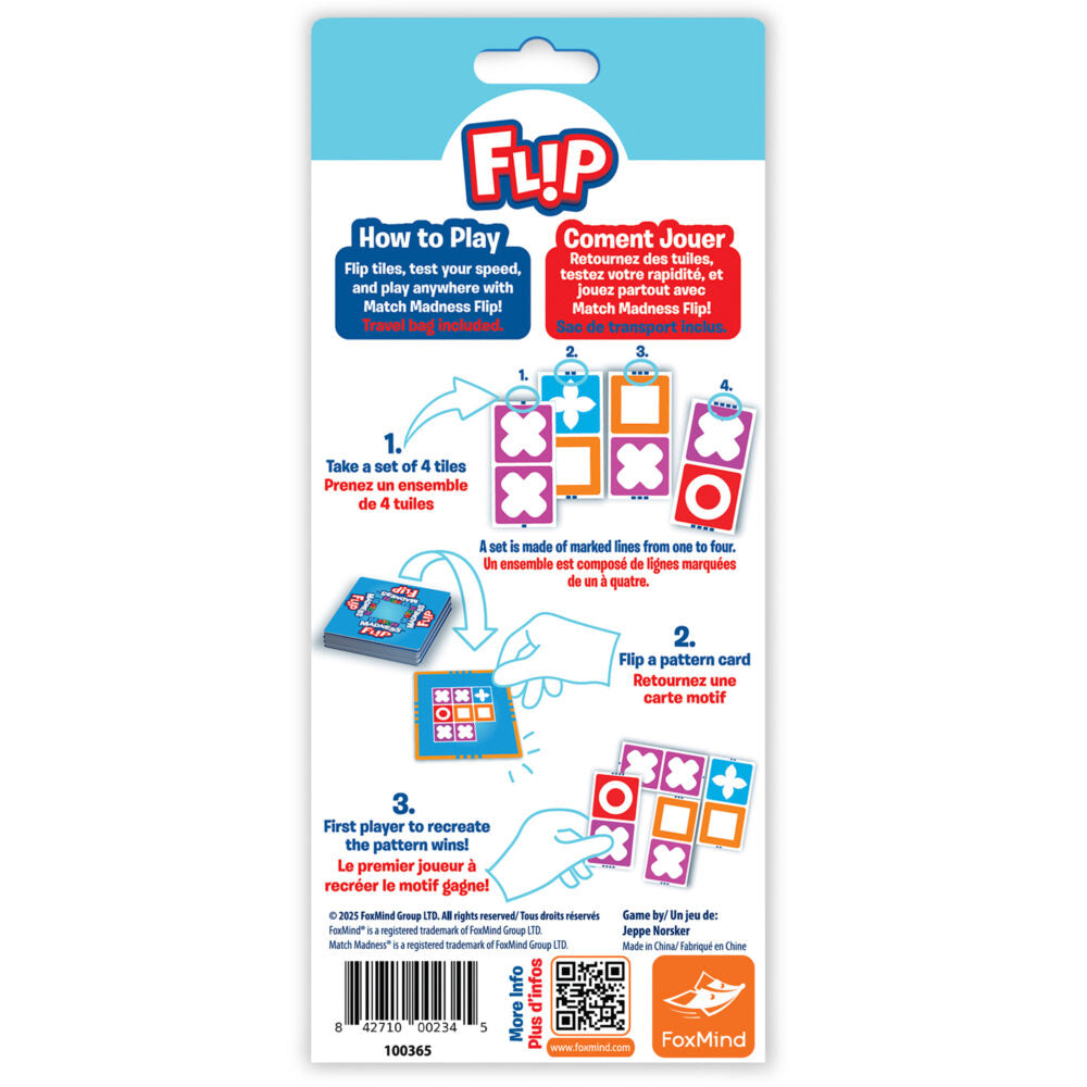 Dos de la boîte du jeu Match madness flip