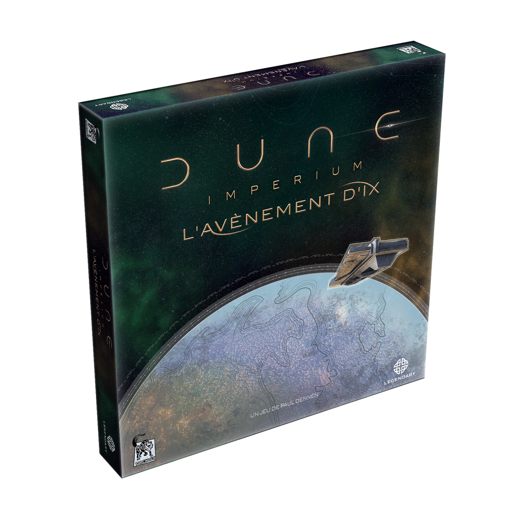 Boite de l'extension pour le jeu Dune Imperium, l'avènement d'IX en Français